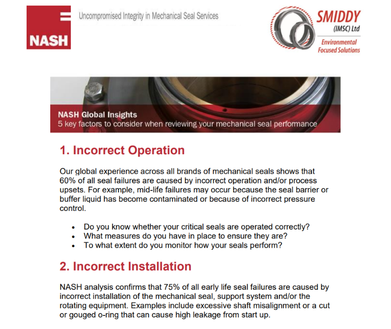 5 key factors to consider when reviewing your mechanical seal perfoemance.